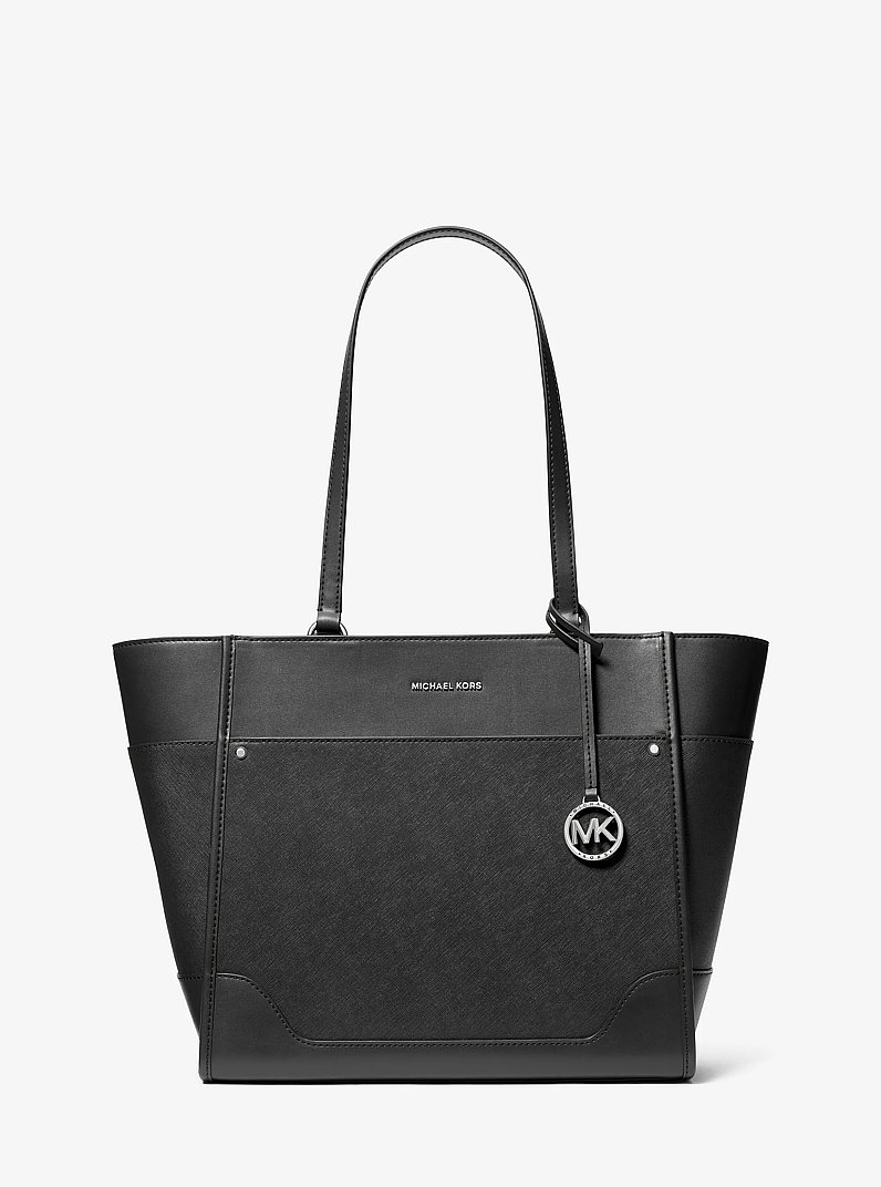 Harrison Large Leather Tote Bag in BLACK | Michael Kors