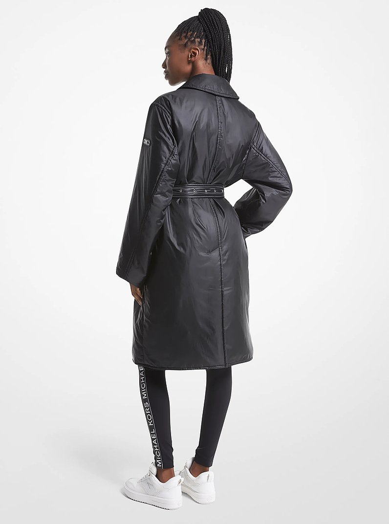 Satin Cir&eacute; Trench Coat