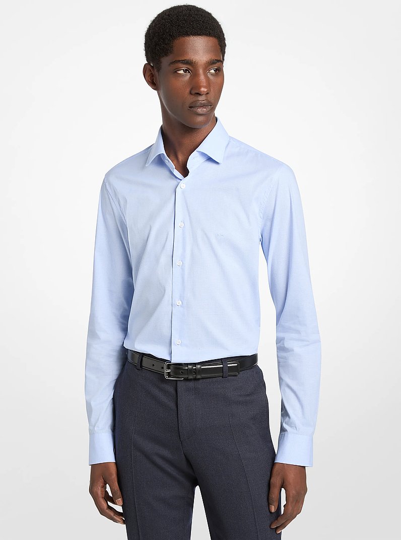 Camisa de vestir slim-fit de algod&oacute;n el&aacute;stico in AZUL CLARO | Michael Kors