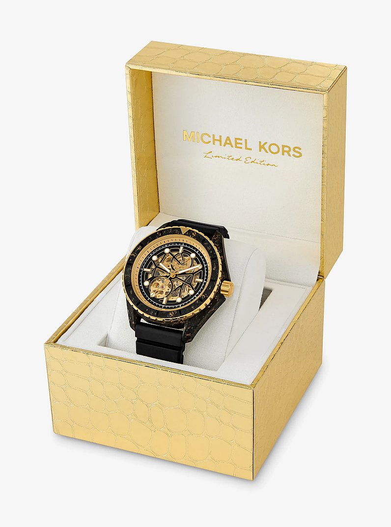 &Uuml;bergro&szlig;e Armbanduhr Maritime in zwei Farben in SCHWARZ/GOLDTON | Michael Kors