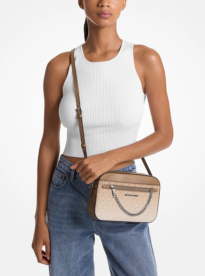 Jet Set Large Ombr&eacute; Signature Logo Crossbody Body in HUSK | Michael Kors