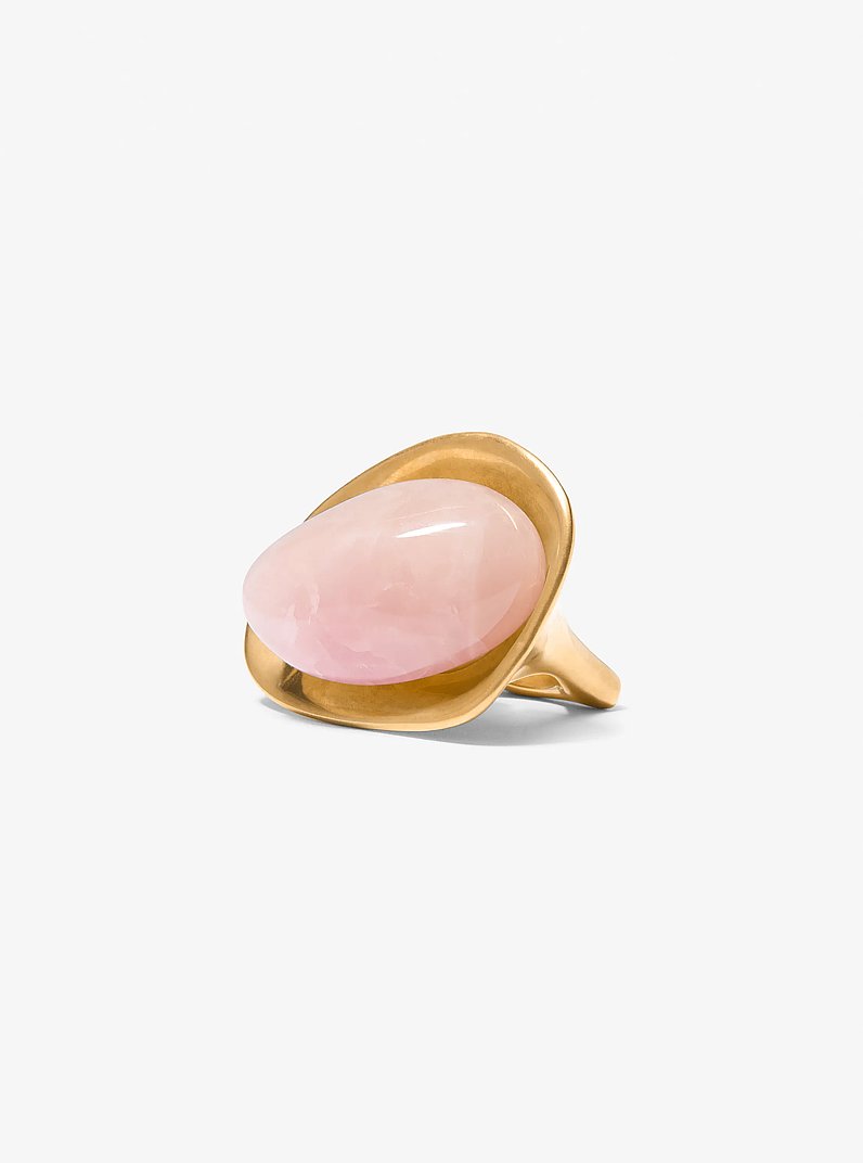 24k-Gold-Plated Brass and Stone Ring in QUARTZ | Michael Kors