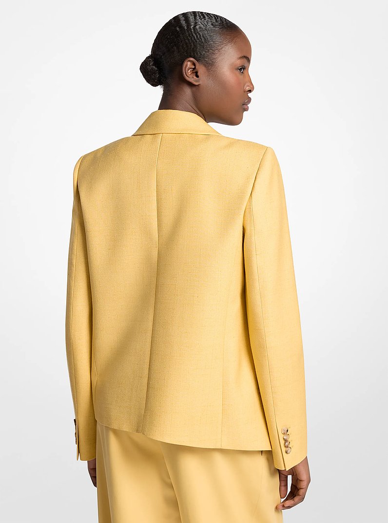 Silk Canvas Asymmetric Wrap Jacket in PALOMINO | Michael Kors
