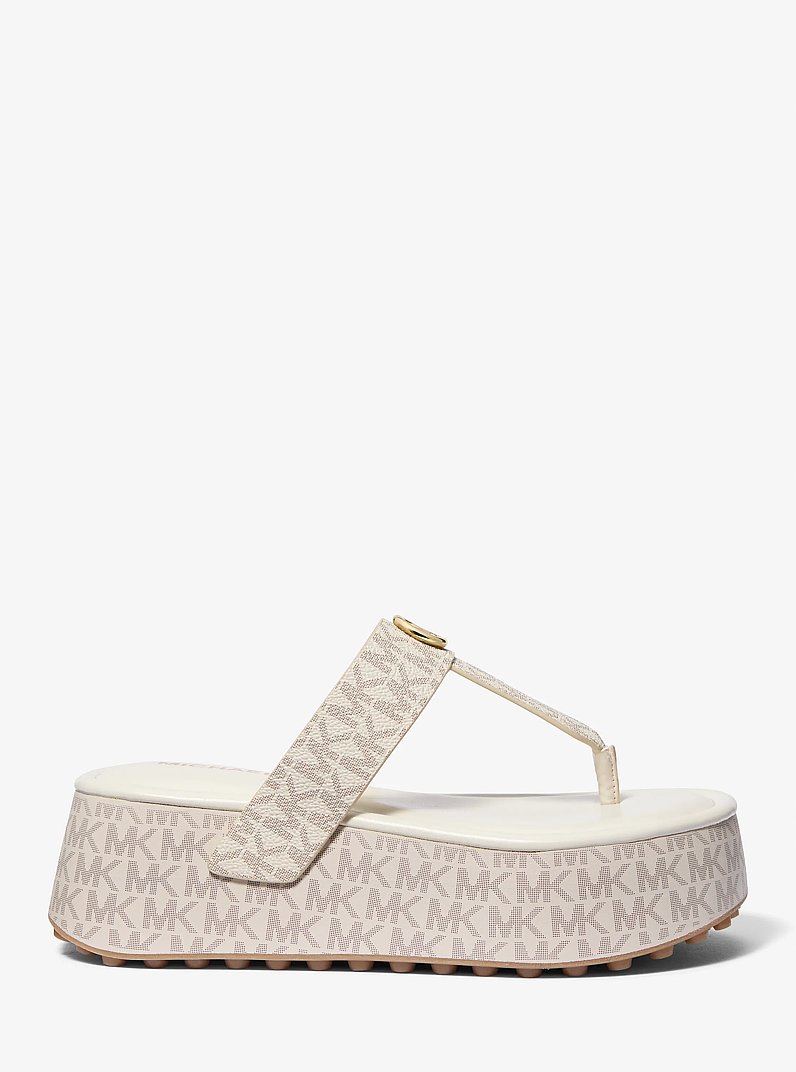 Koya Signature Logo Platform Flip Flop in VANILLA | Michael Kors