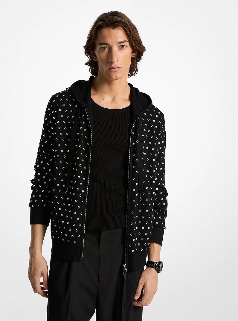 Sudadera con capucha de lana con cremallera y ojales in NEGRO | Michael Kors