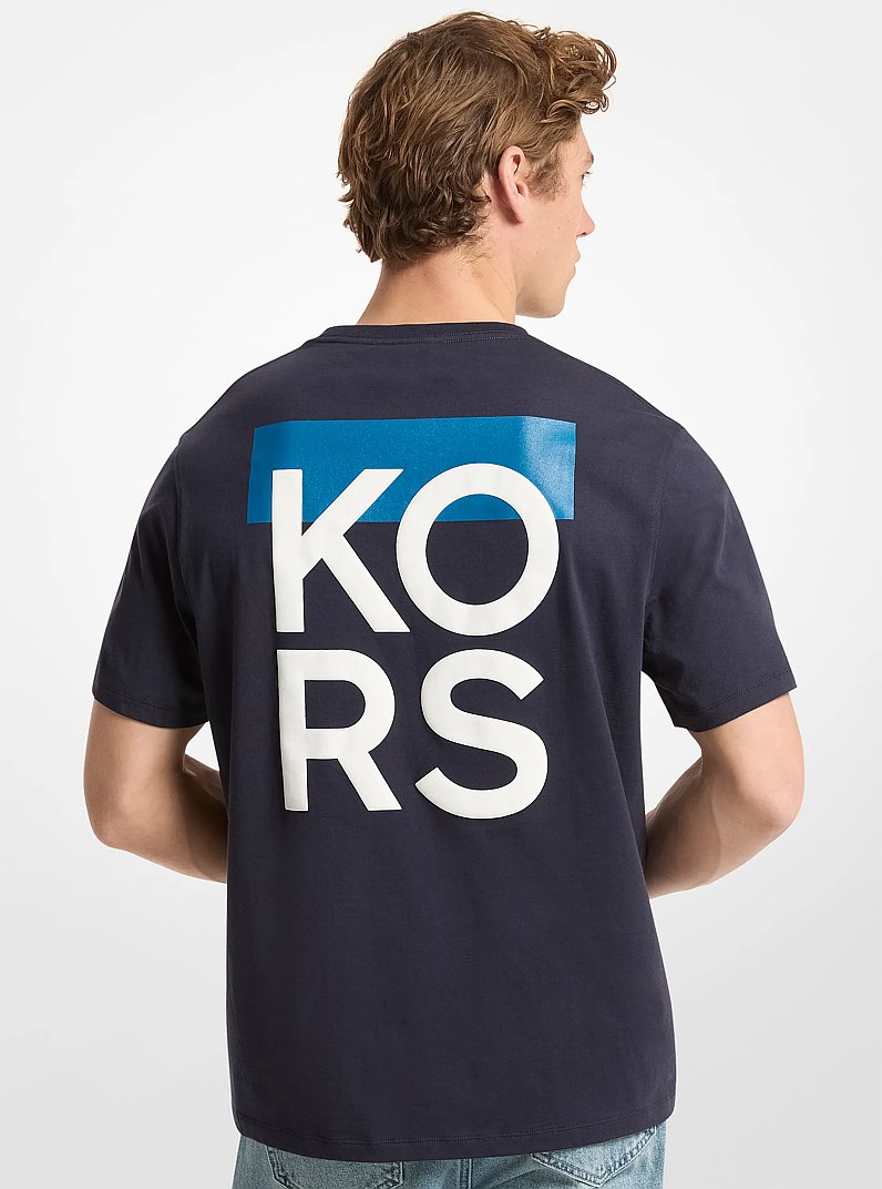 T-shirt in jersey di cotone con logo in NOTTE | Michael Kors