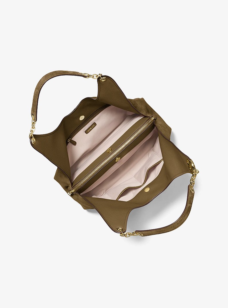 Ellie Large Suede Shoulder Bag in LODEN | Michael Kors