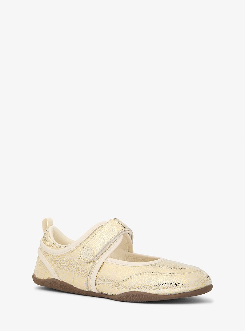 Kyler Crackled Metallic Leather Slip-On Trainer in PALE GOLD | Michael Kors