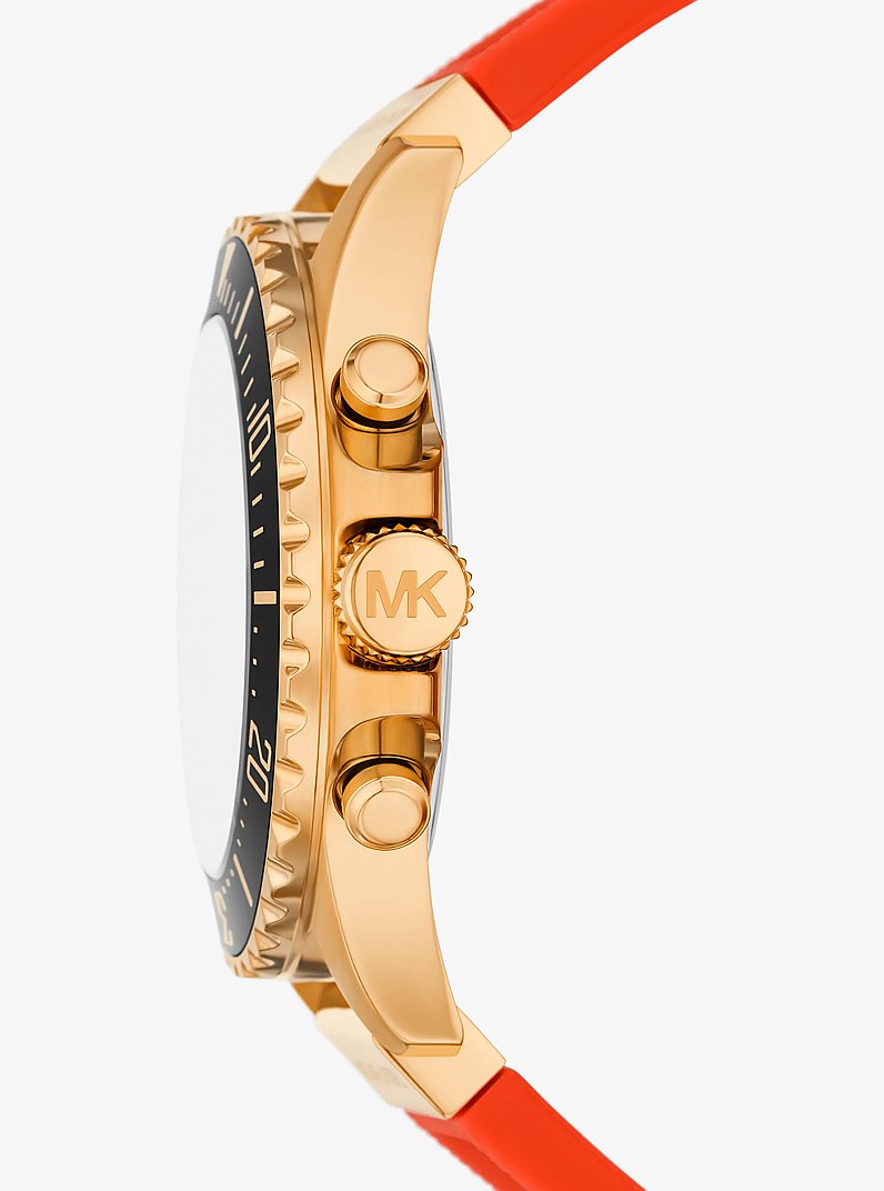 Oversized Everest Gold-Tone and Silicone Watch in RED CLAY - Sale