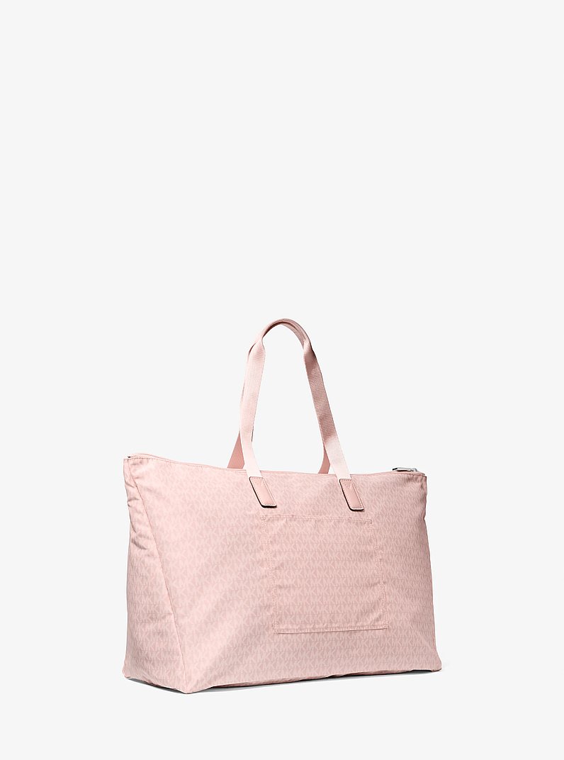 Jet Set Travel Large Signature Logo Print Woven Tote Bag in SMOKEY ROSE | Michael Kors