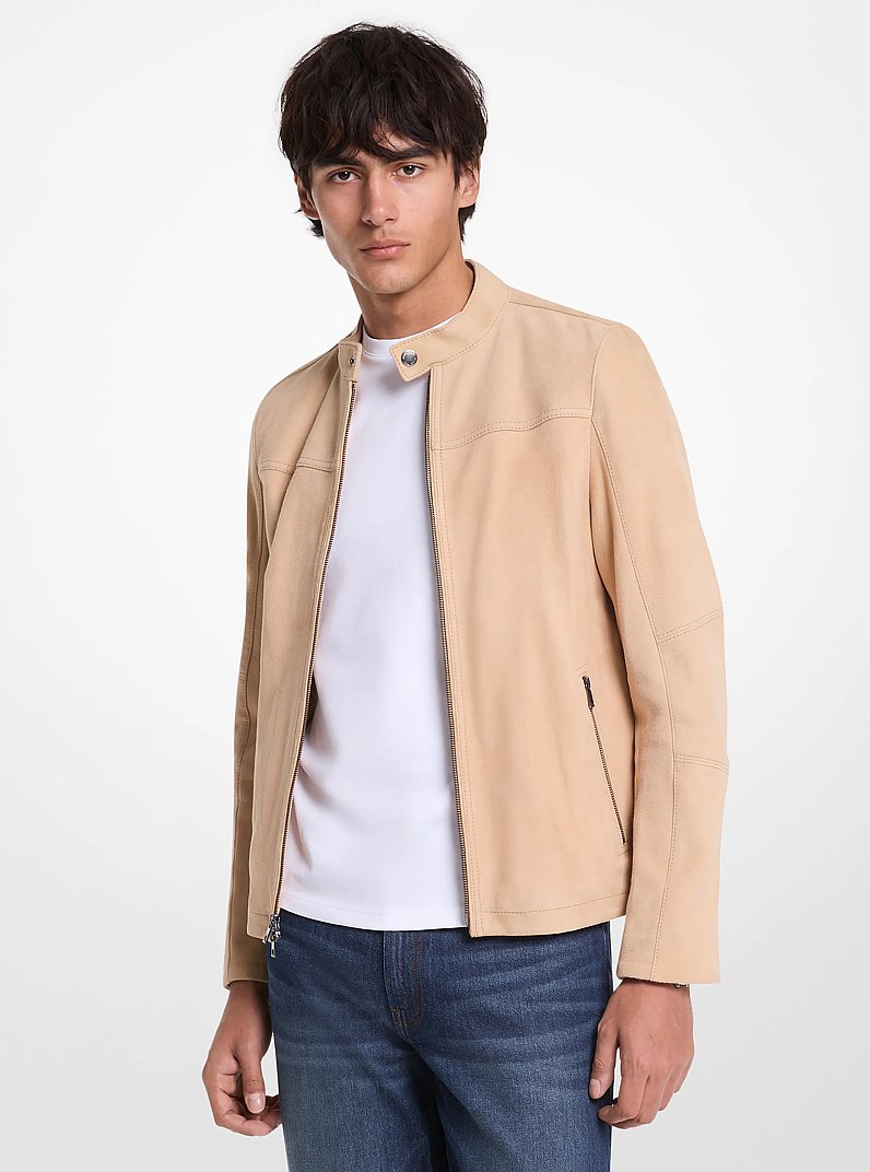 Suede Racer Jacket in CHOCOLATE - Sale | Michael Kors [US]
