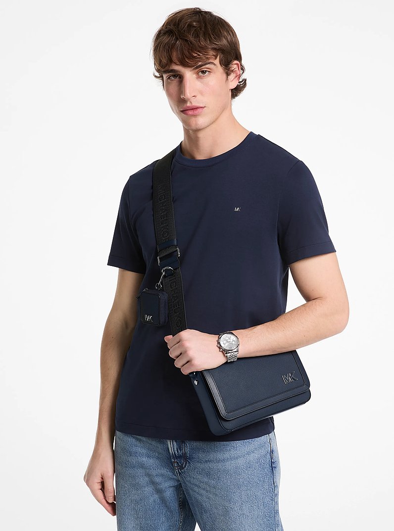 Borsa a tracolla Edison mini in pelle a grana incrociata con pochette in NAVY | Michael Kors