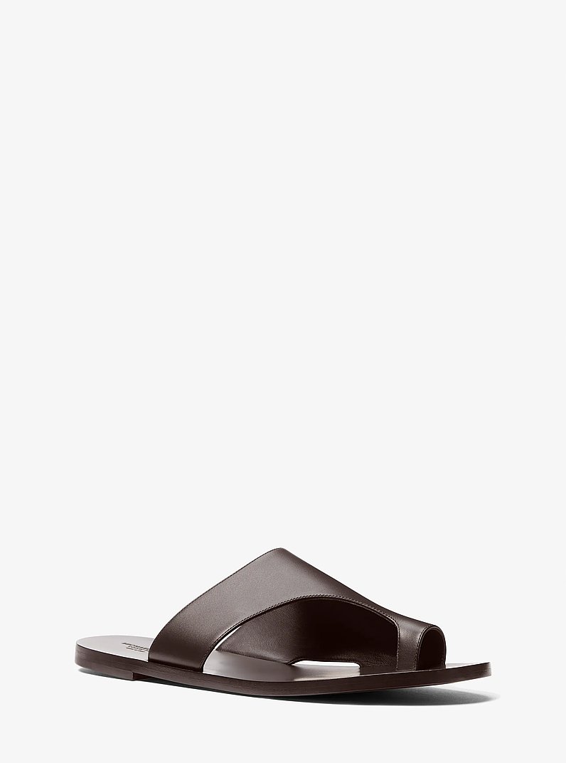 Nettuno Leather Thong Sandal in CHOCOLATE | Michael Kors