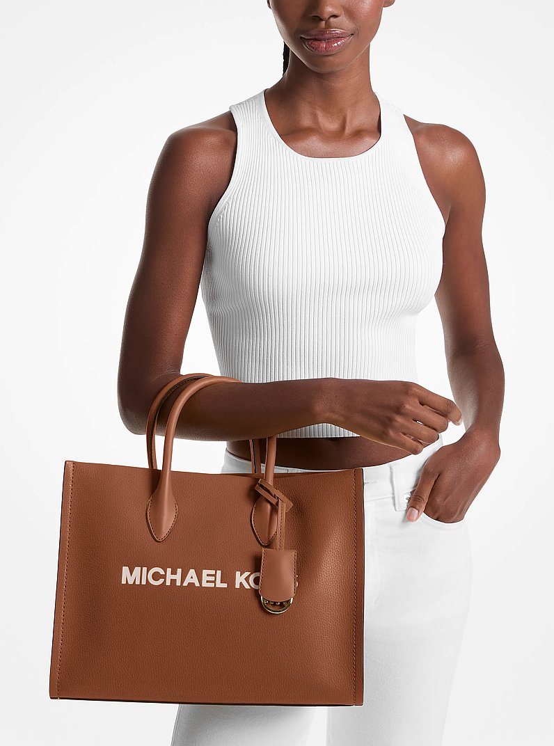 Bolso tote Mirella mediano de piel granulada in LUGGAGE | Michael Kors