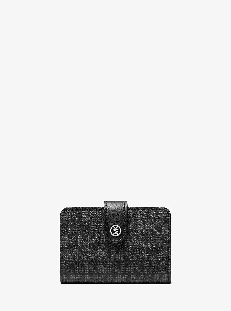 Jet Set Travel Small Signature Logo Billfold Wallet in BLACK | Michael Kors