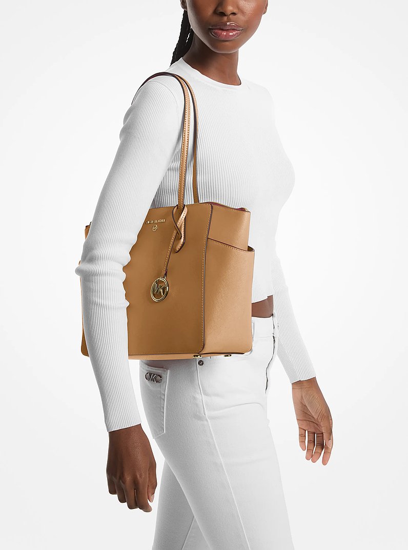 Marilyn Medium Saffiano Leather Tote Bag in CAMEL | Michael Kors