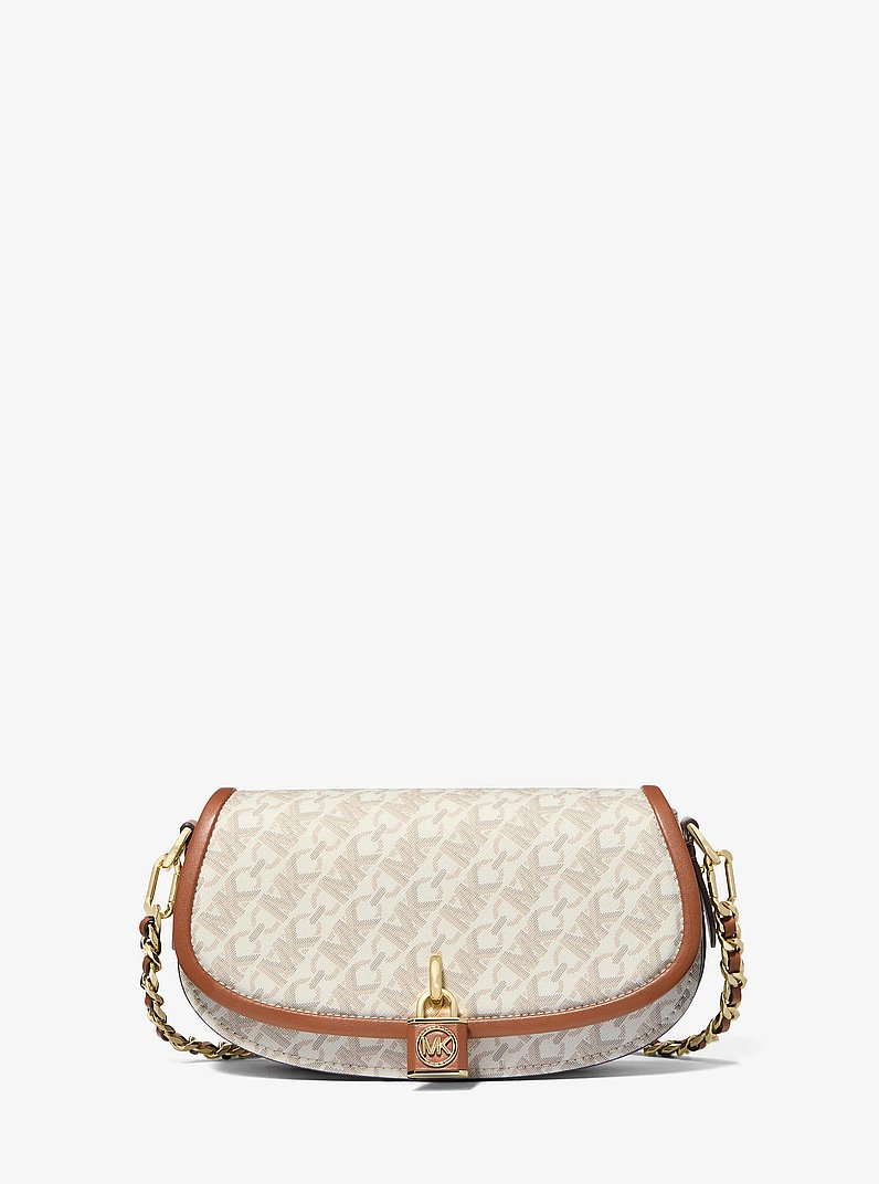 Bolso de hombro Mila peque&ntilde;o con logotipo imperio in VAINILLA/LUGGAGE | Michael Kors