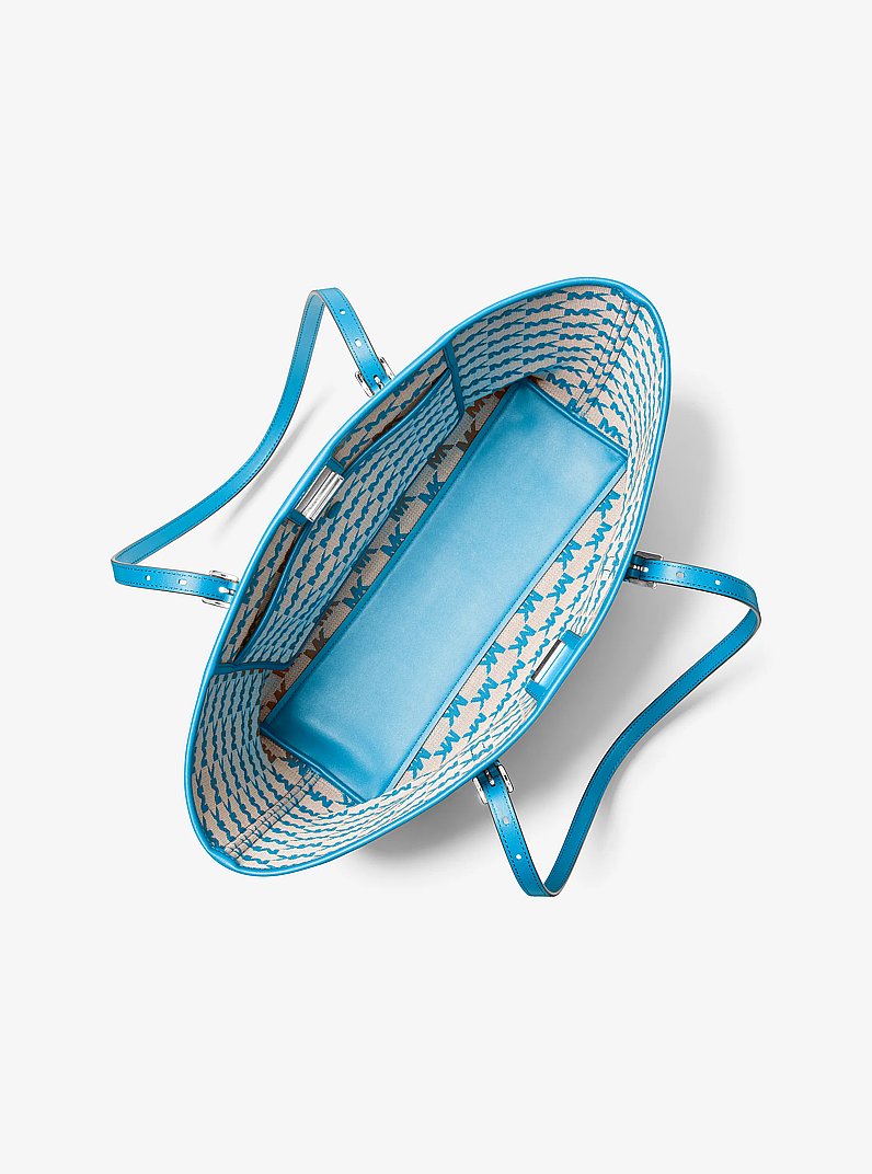 Draagtas Quinn van gestreept canvas, groot in MILOSBLAUW | Michael Kors