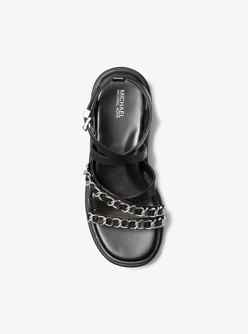 Sandalia Issi de piel con adornos y plataforma plana in NEGRO | Michael Kors