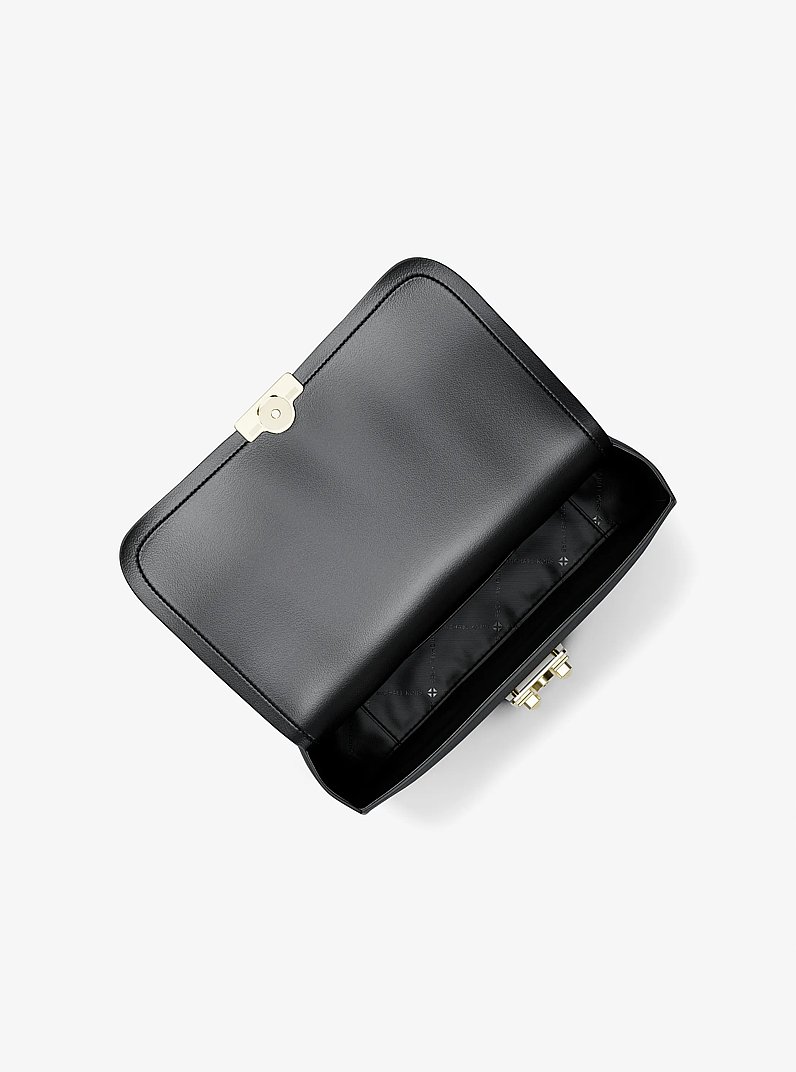 Tribeca Large Pebbled Leather Shoulder Bag in BLACK | Michael Kors