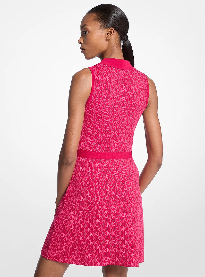 Robe en jacquard &agrave; logo et &agrave; fermeture &eacute;clair in FRAMBOISE FONC&Eacute;E | Michael Kors