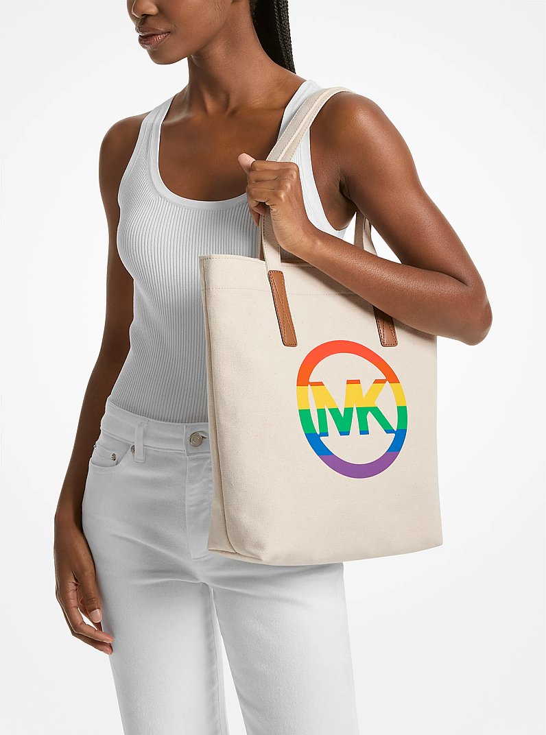 PRIDE Rainbow Logo Cotton Tote Bag in NATURAL | Michael Kors