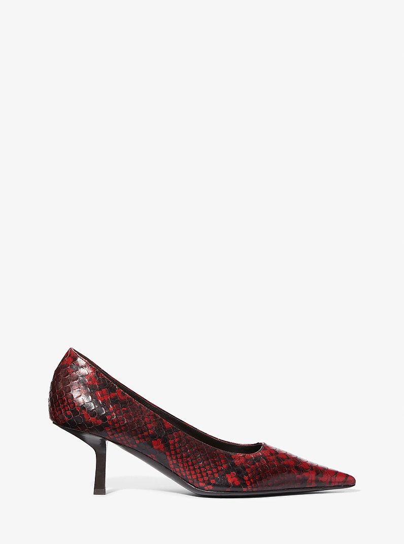 Zapato de sal&oacute;n Frankie de piel con motivo de pit&oacute;n en relieve in MERLOT | Michael Kors