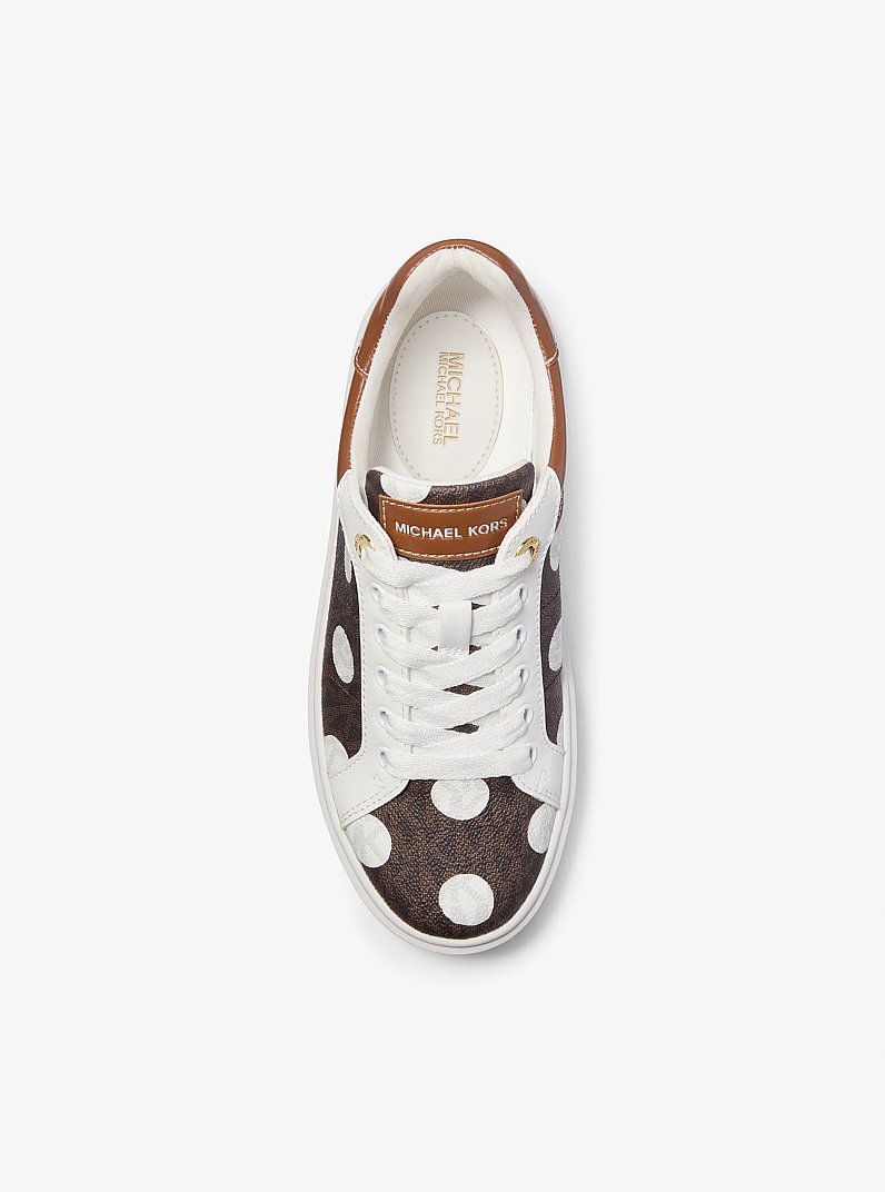Romey Polka Dot Signature Logo Platform Sneaker in BROWN MULTI | Michael Kors