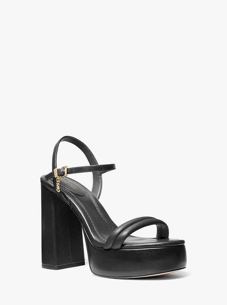 Laci Leather Platform Sandal in BLACK | Michael Kors