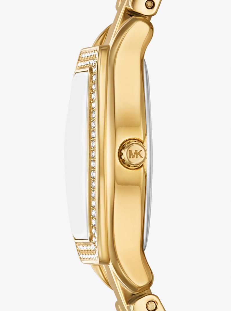 Petite Chelsea Pav&eacute; Gold-Tone Watch in GOLD | Michael Kors