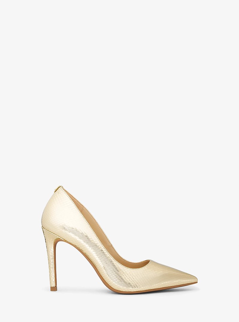 Alina Flex Metallic Snake Embossed Leather Pump in PALE GOLD | Michael Kors