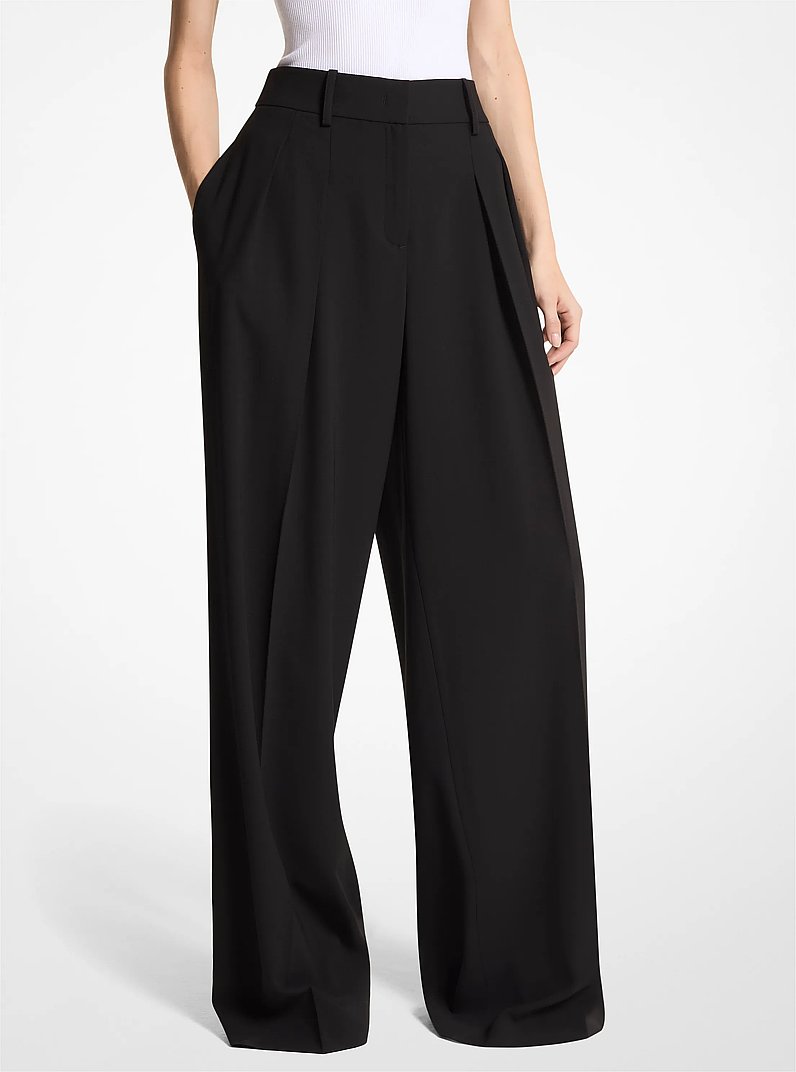 Pantal&oacute;n plisado de lana in NEGRO | Michael Kors