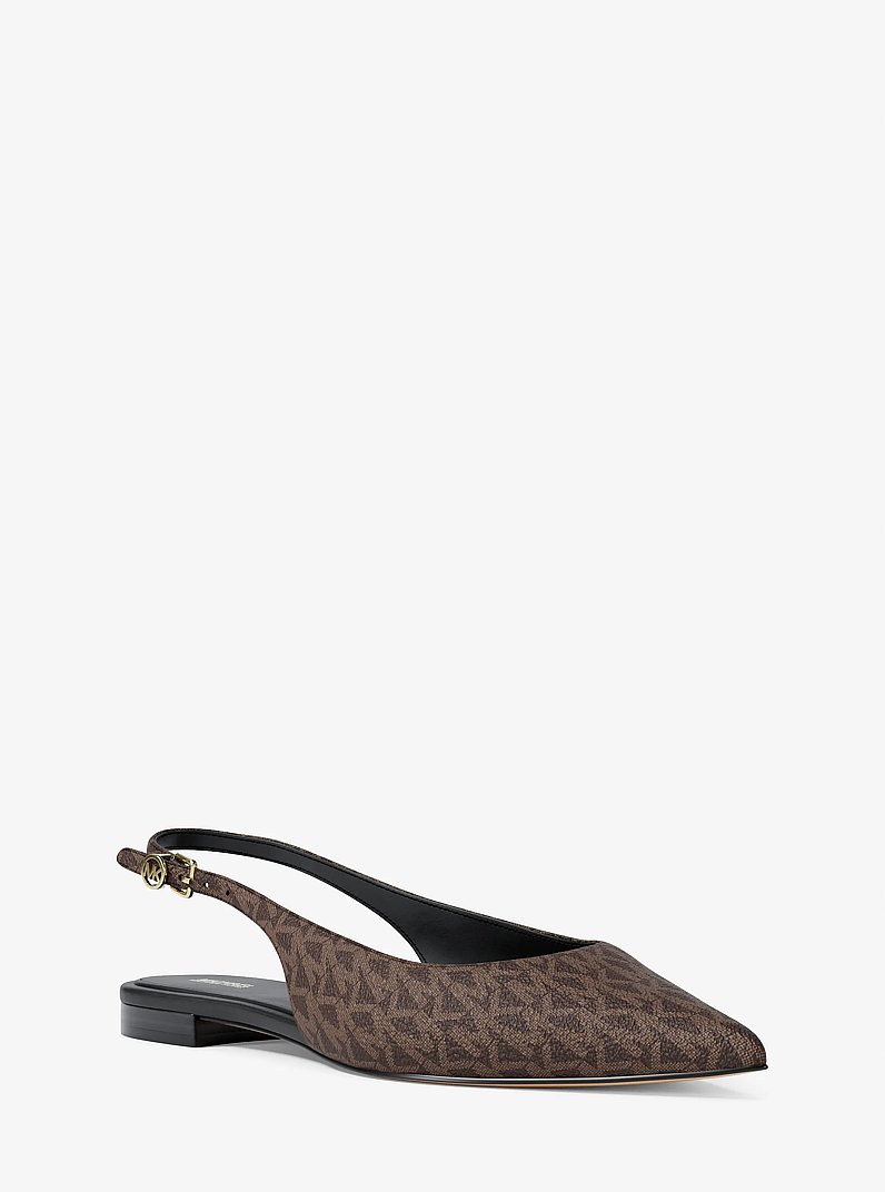 Amali Signature Logo Slingback Flat in BROWN | Michael Kors