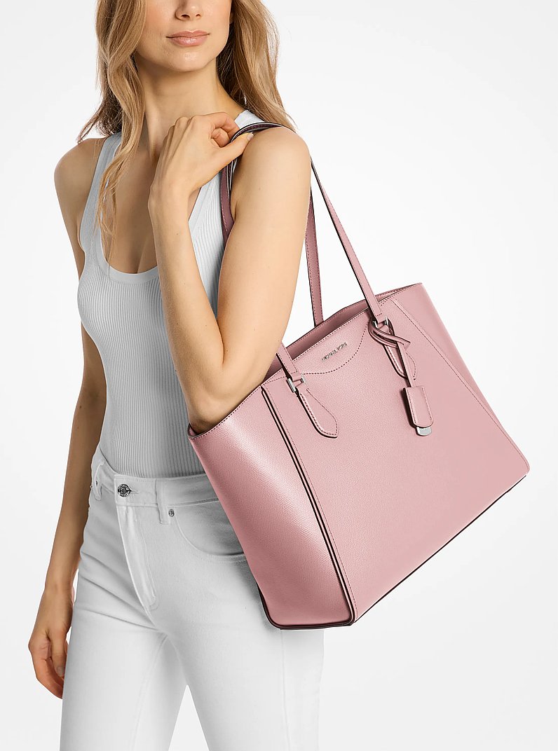Taryn Large Leather Tote Bag in SMOKEY ROSE | Michael Kors