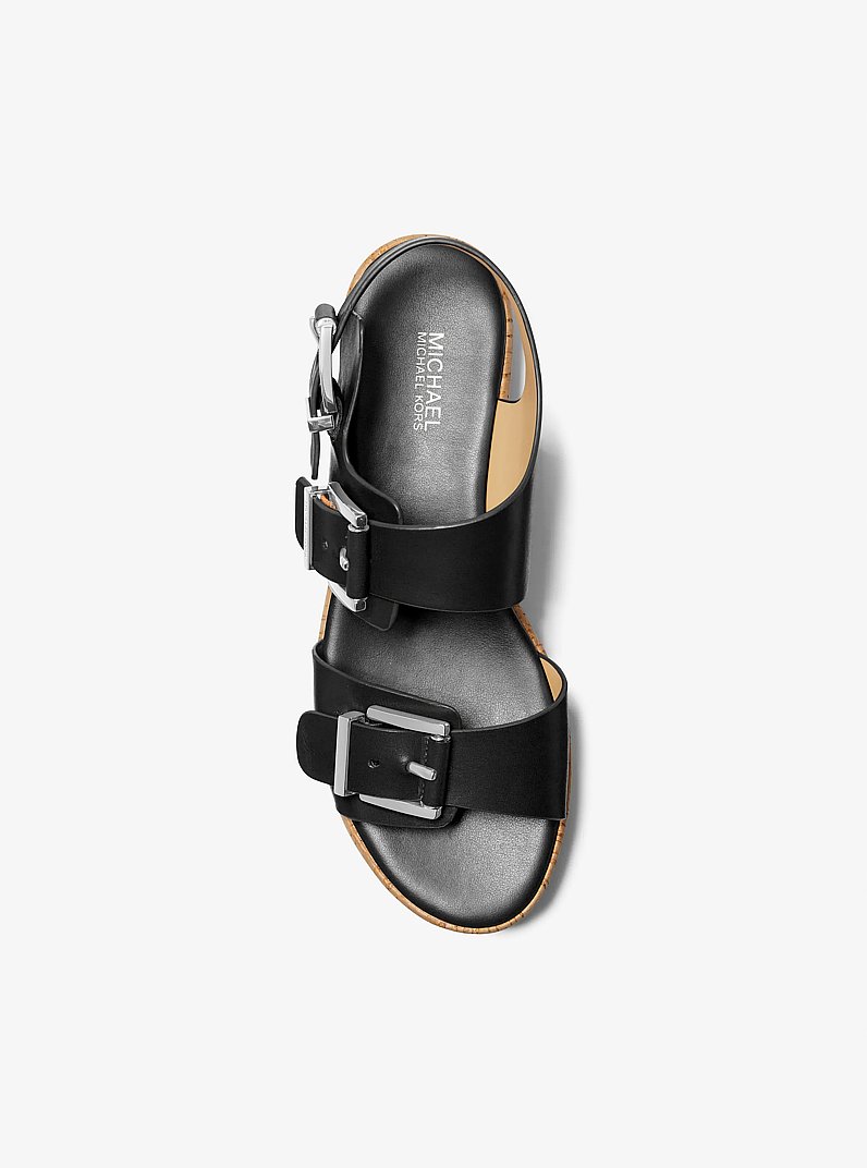 Sandalia Colby de piel con plataforma plana in NEGRO | Michael Kors
