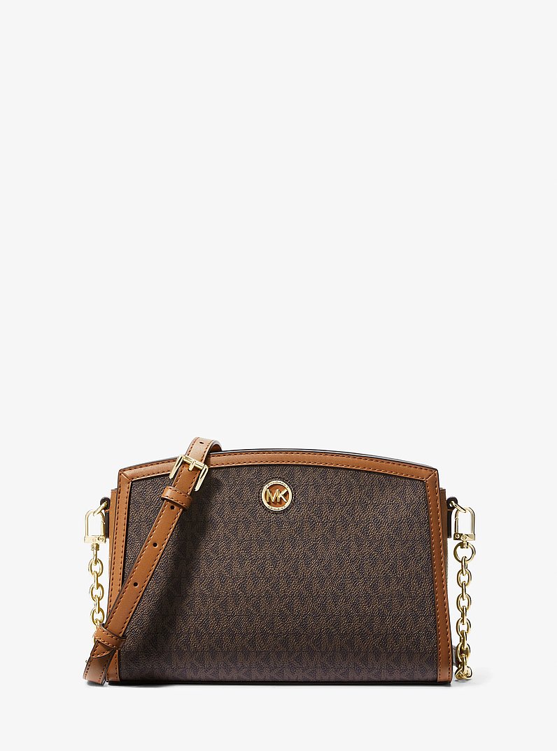 Chantal Large Signature Logo Messenger Bag in BRN/ACORN | Michael Kors