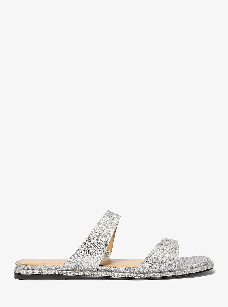 Sandale Jaida aus Leder mit Glitzer in SILBERTON | Michael Kors