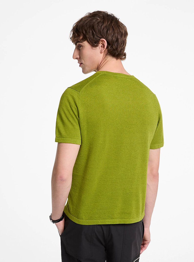 Linen and Cotton T-Shirt in MEADOW GREEN | Michael Kors