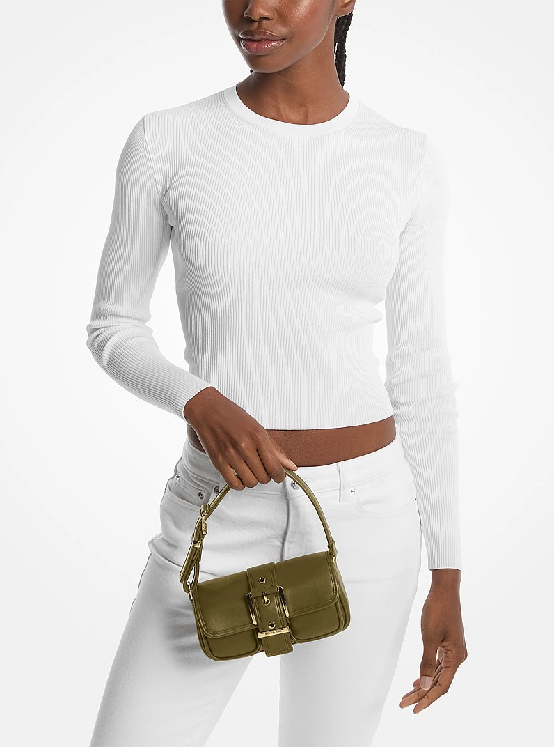Colby Extra-Small Leather Shoulder Bag in SAFARI GREEN | Michael Kors
