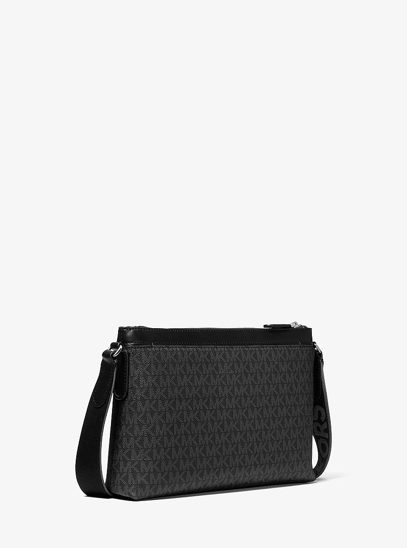 Hudson Signature Logo Messenger Bag in BLACK | Michael Kors
