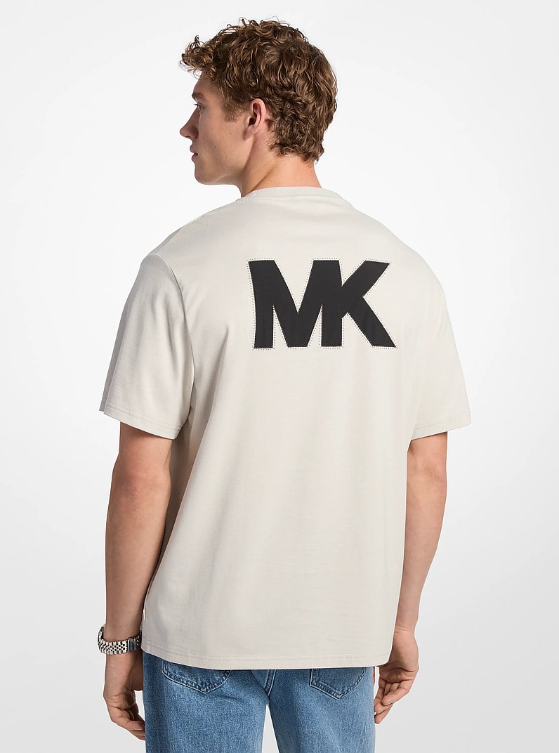 T-shirt in cotone con logo applicato in GRIGIO CARBONIO | Michael Kors