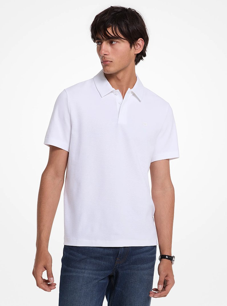 Polo de algod&oacute;n el&aacute;stico de piqu&eacute; in BLANCO | Michael Kors