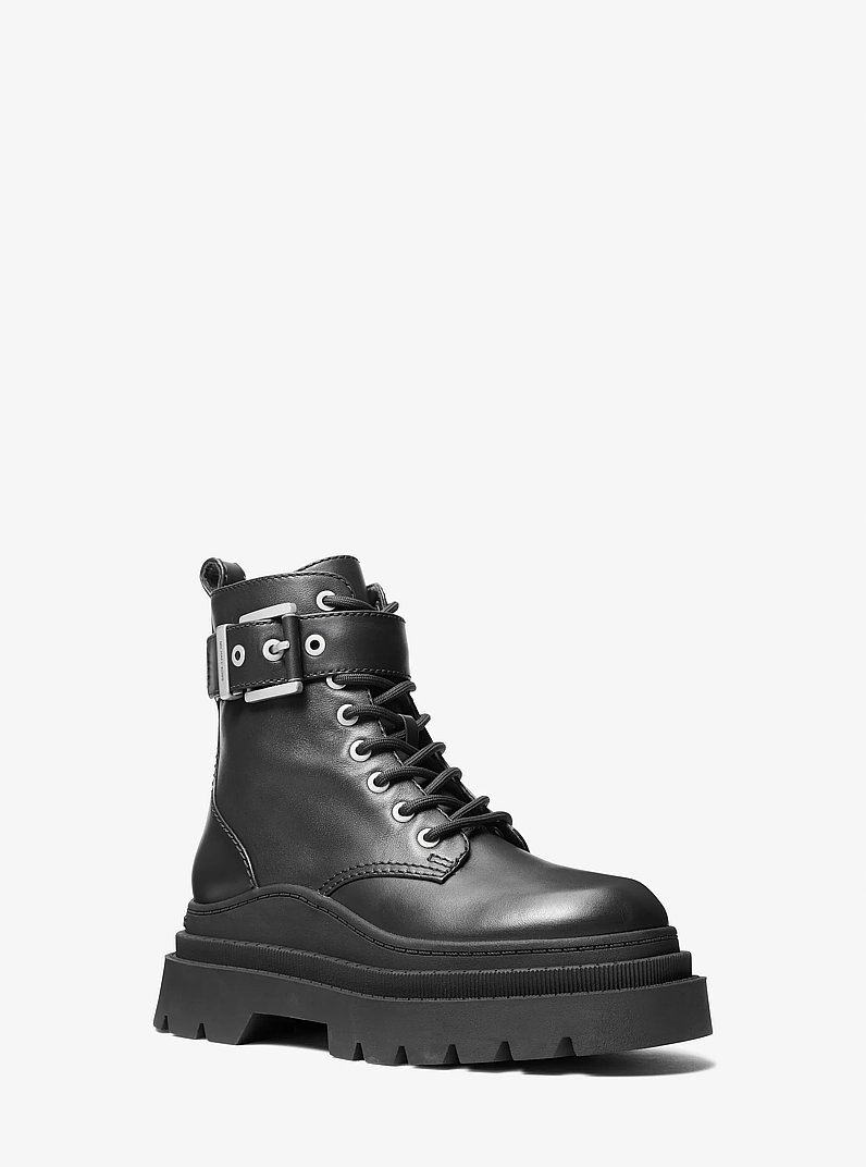 Colby Leather Combat Boot in BLACK | Michael Kors