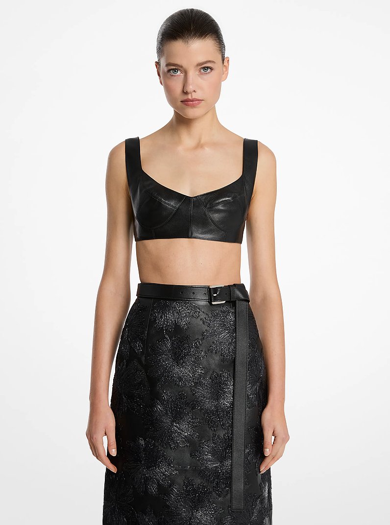 Top tipo sujetador de piel napa in NEGRO | Michael Kors