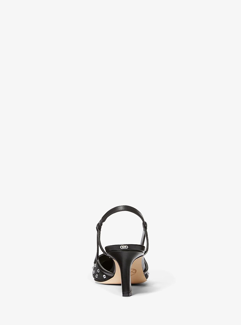 Alora Crystal Embellished Mesh Slingback Pump in BLACK | Michael Kors