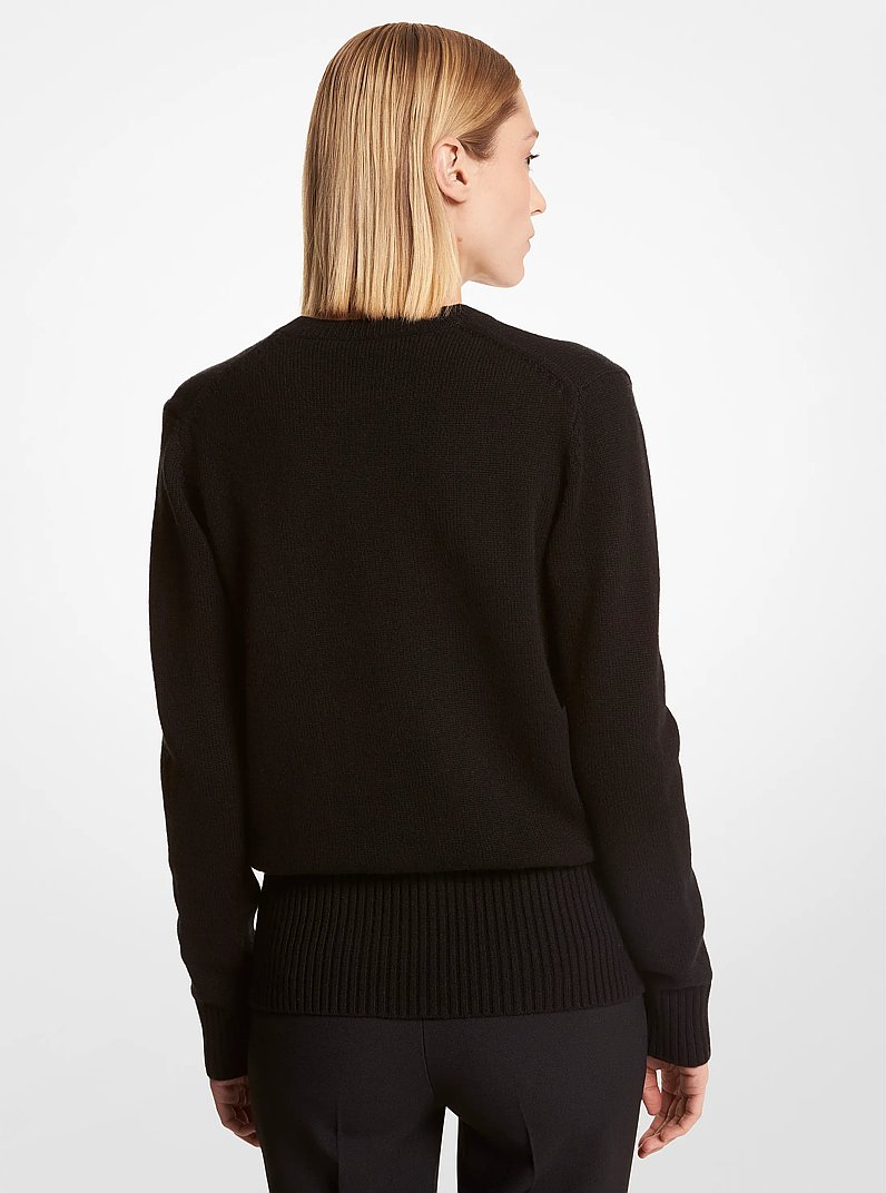 Cashmere V-Neck Sweater in BLACK | Michael Kors