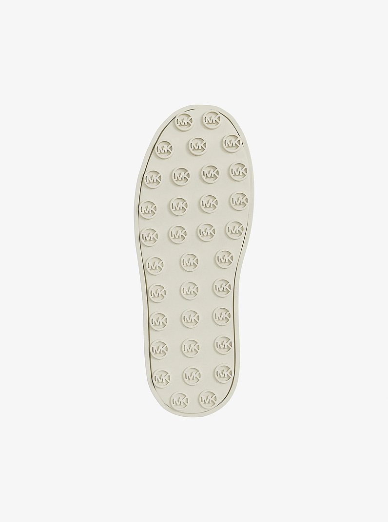 Romey Embellished Mixed-Media Platform Sneaker in PALE GOLD | Michael Kors