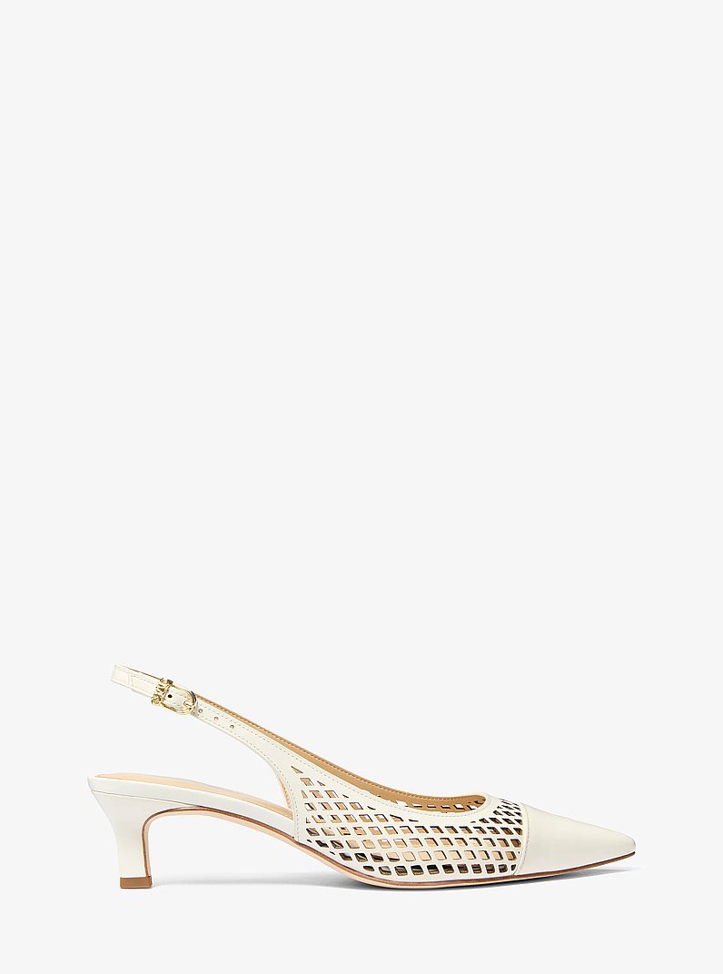 Slingpumps Amara aus Leder mit Lasercut-Muster in EGGSHELL | Michael Kors