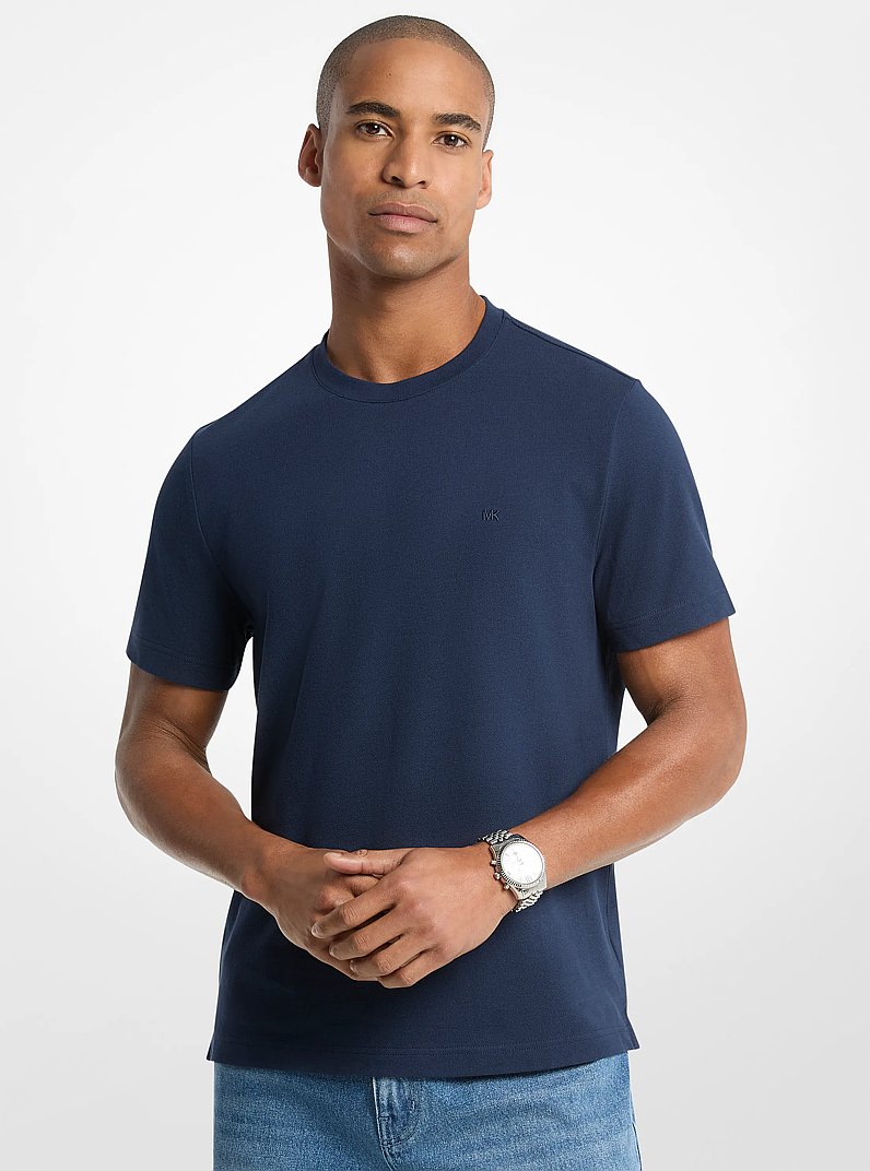 Cotton Piqu&eacute; T-Shirt in MIDNIGHT | Michael Kors