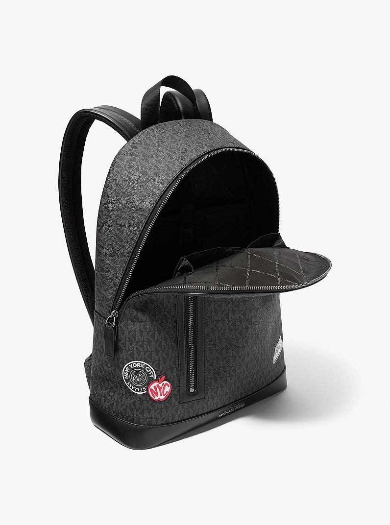 Cooper Slim Embellished Signature Logo Commuter Backpack in BLACK | Michael Kors